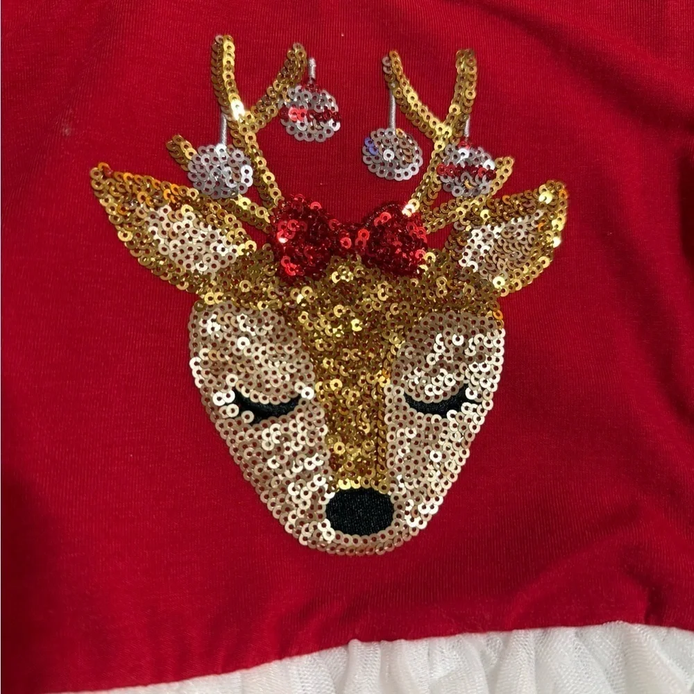 Zunie Festive Red and White Reindeer Dress
